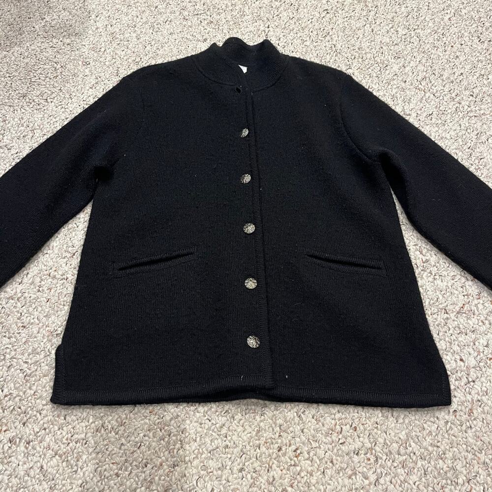 Talbots 100% Wool Sweater Blazerr Sz S Petite Black Quiet Luxury Preppy Casual